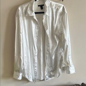 Express Satin White Long-Sleeve Dress Shirt